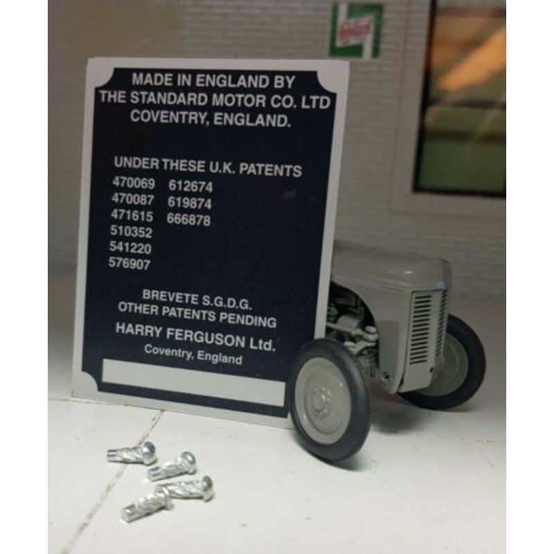 Standard Massey Harris Ferguson TE20 TEA20 TED20 20D Tractor Commission Plate