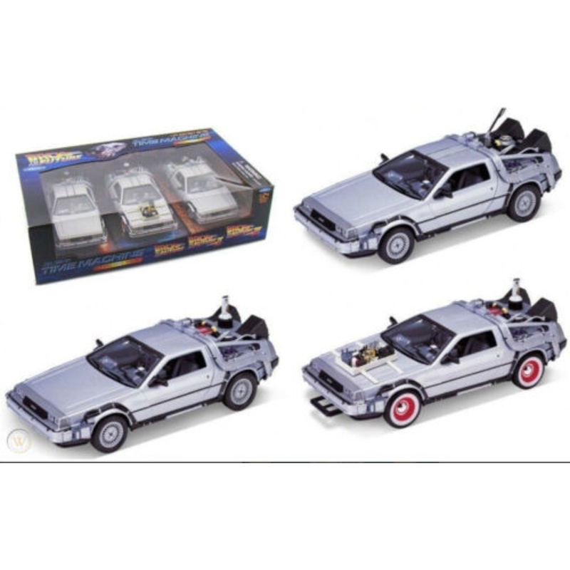 Delorean Back to the Future SET OF 3 Trilogy 1:24