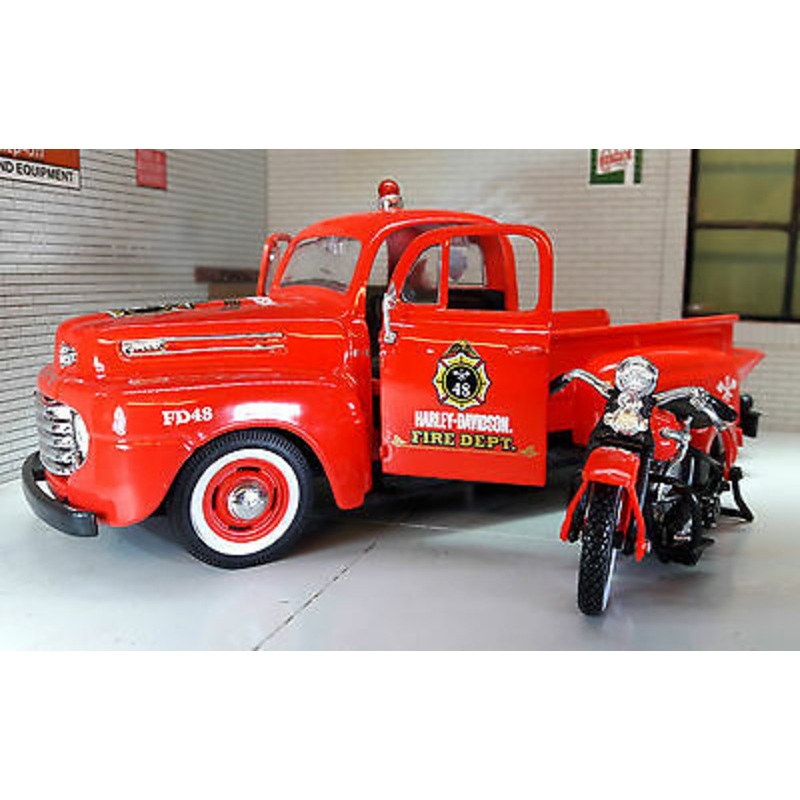 Ford F1 1948 Fire Engine & 1936 Harley Davidson 32171G Maisto 1:24