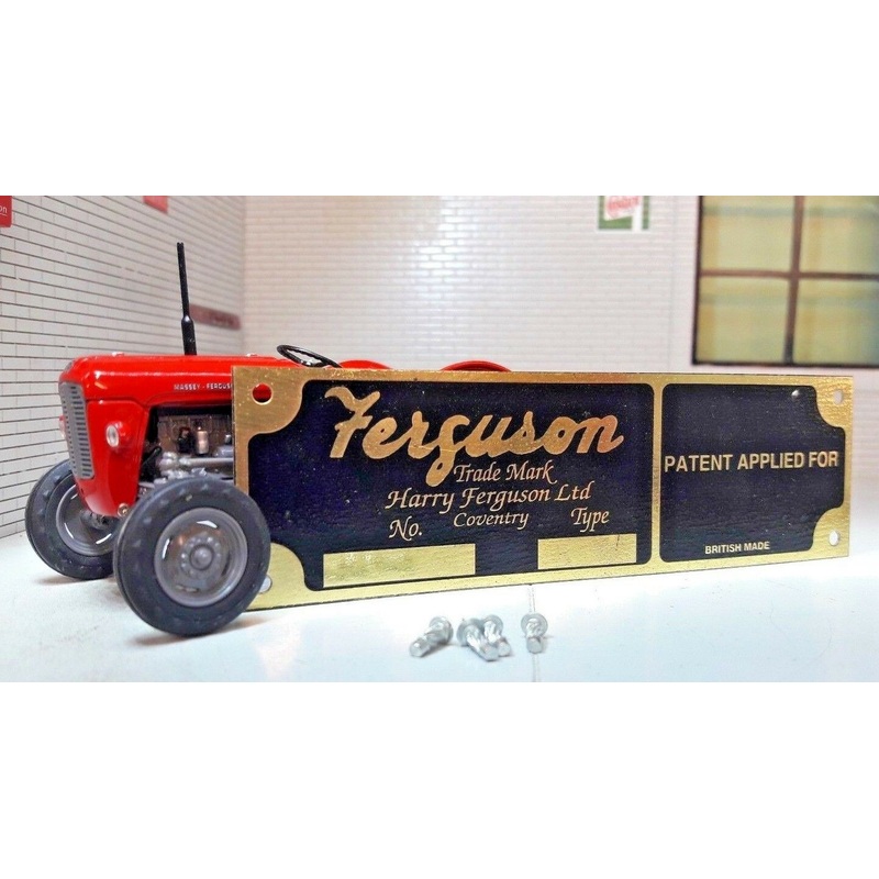 Harry Ferguson Tractor Brass Implement Chassis Patent Applied For Plate & Rivets