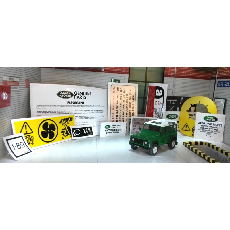 Land Rover Defender 90 110 300TDi  Decal Sticker Label Under Bonnet Engine Set