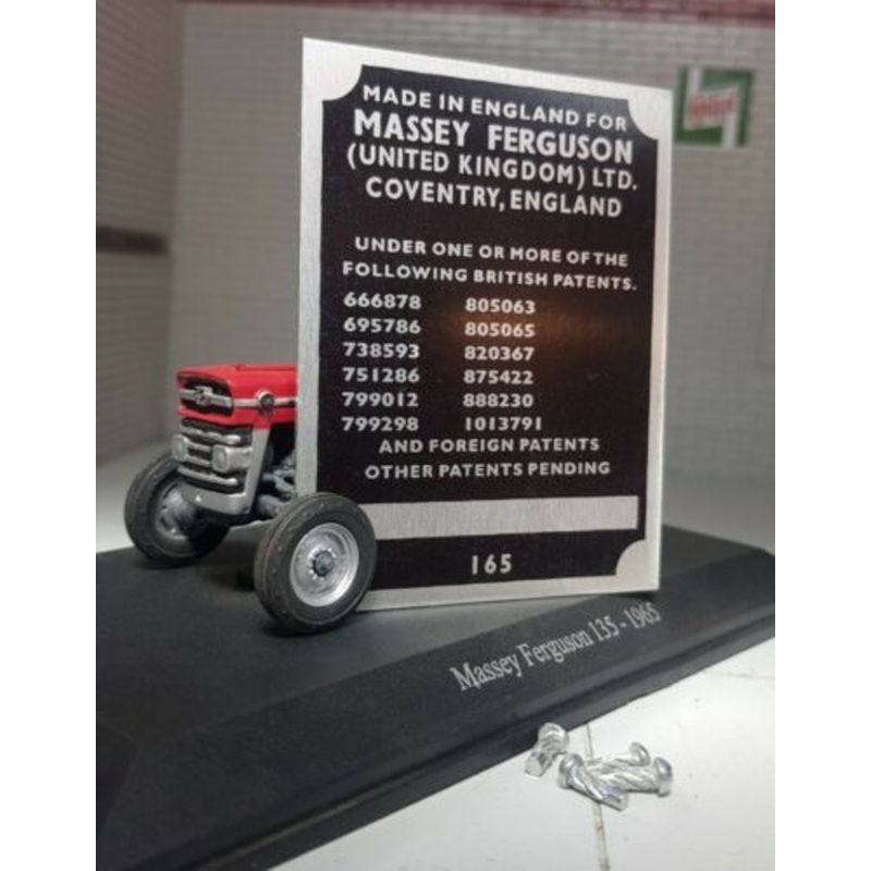 Massey Ferguson 165 Tractor Build Commission Plate Built & Rivets 1964