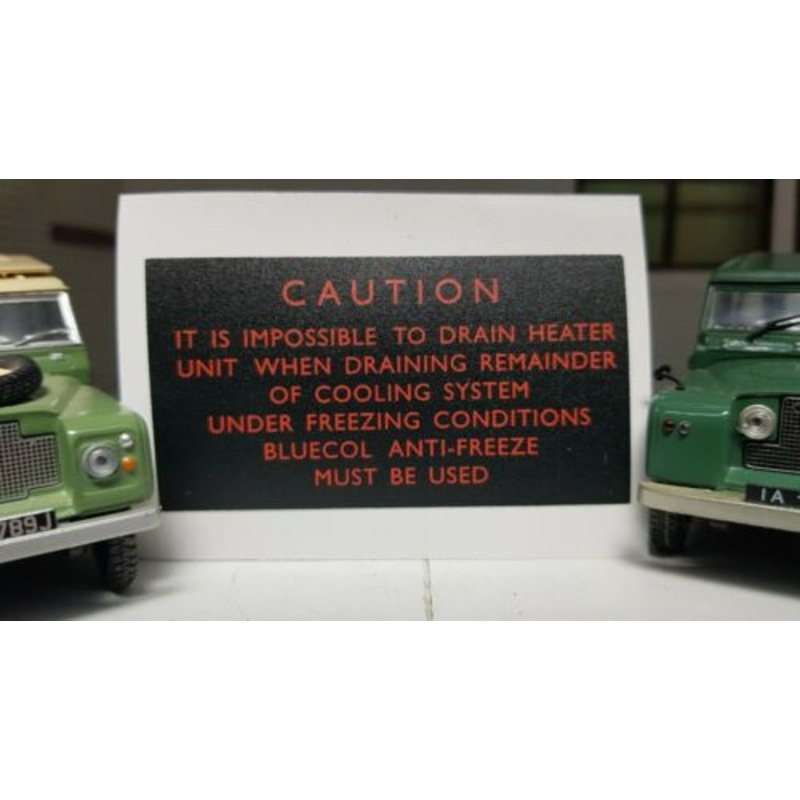 Vintage Classic Smiths Heater Drain Warning Label Decal Land Rover Series 1 2 2a