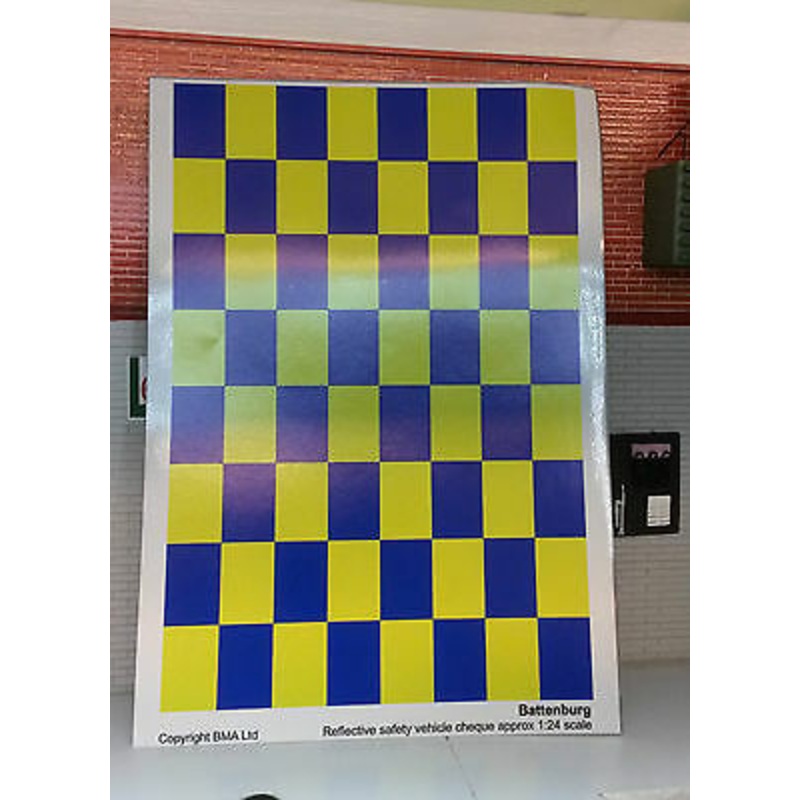 1:24 Police Code 3 Model Battenburg Modern Reflective G Scale Kit Decal A5 Sheet