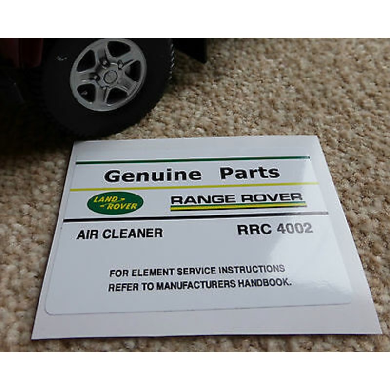 Air Cleaner Decal Label Information RRC4002 Land Rover Discovery Range Classic