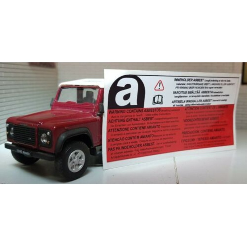 Land Rover Discovery Defender 90 110 Asbestos Warning Decal Label Badge BTR389