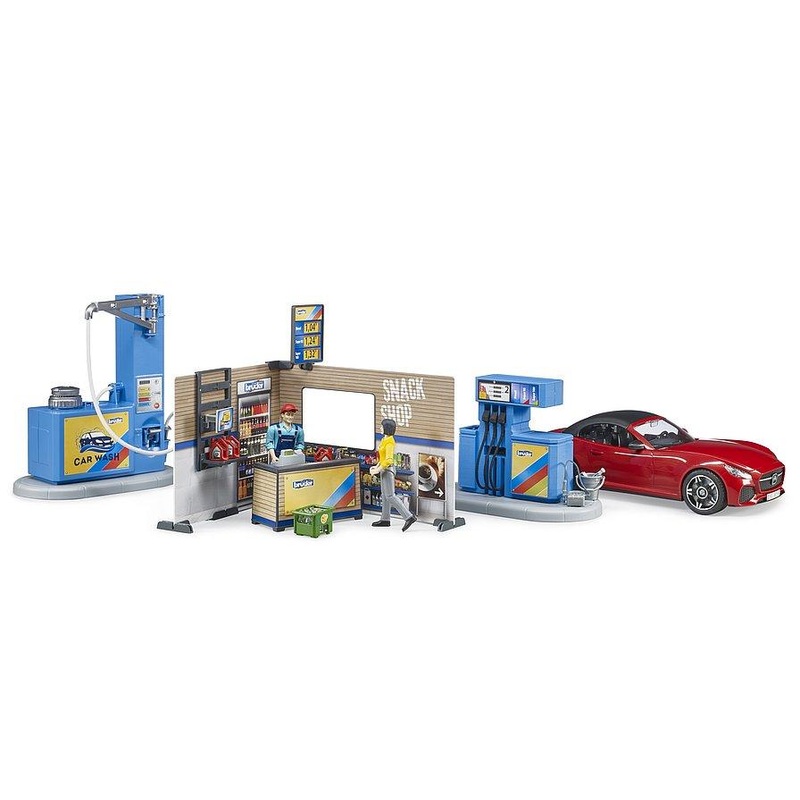 B62111 Bruder BWorld Petrol Station with Vehicle, Figures & Pump