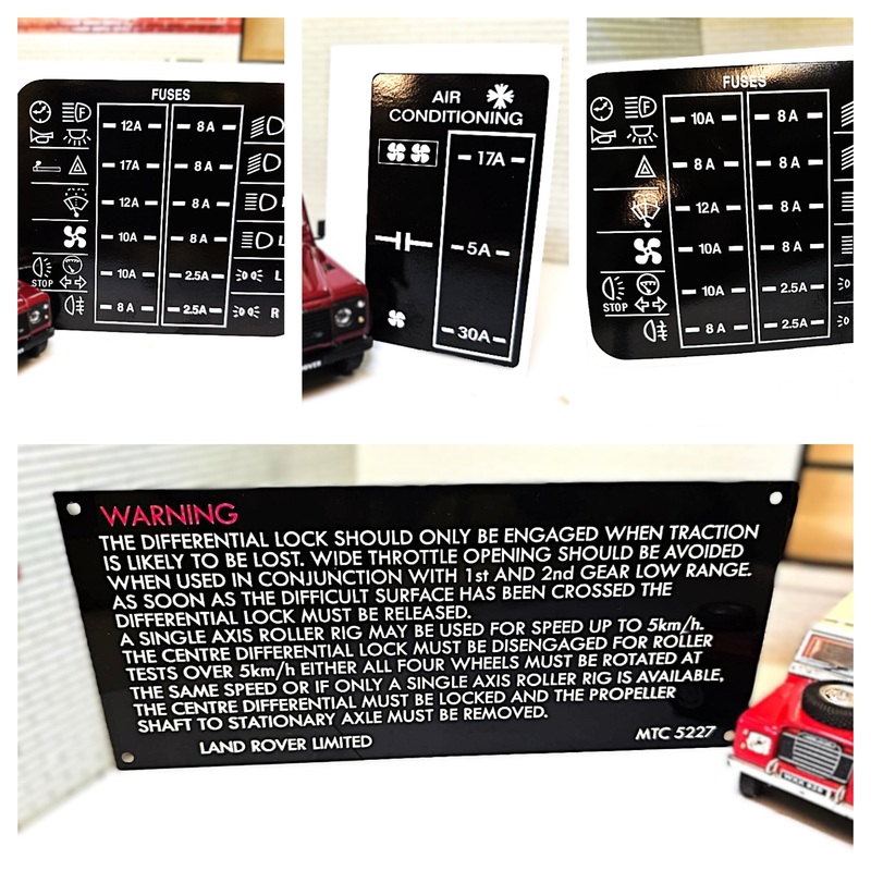 Land Rover Defender MTC5227 Fusebox Decals and Plates