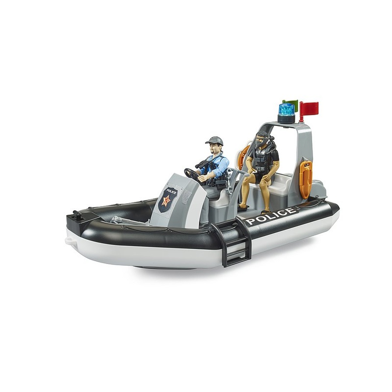 B62733 Bruder Bworld Police boat with rotating beacon light plus 2 figures and accessories