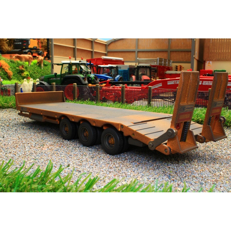 43254(w) WEATHERED BRITAINS KANE LOW LOADER TRAILER IN YELLOW