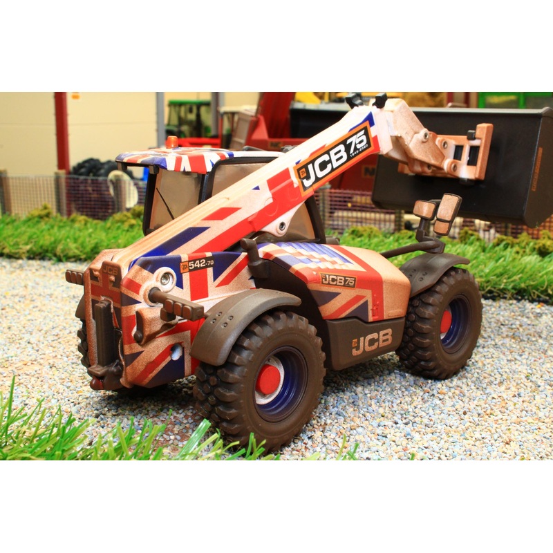 43317(W) Weathered Britains Limited Edition JCB Agri-Pro Loadall 75th Anniversary Union Jack Model