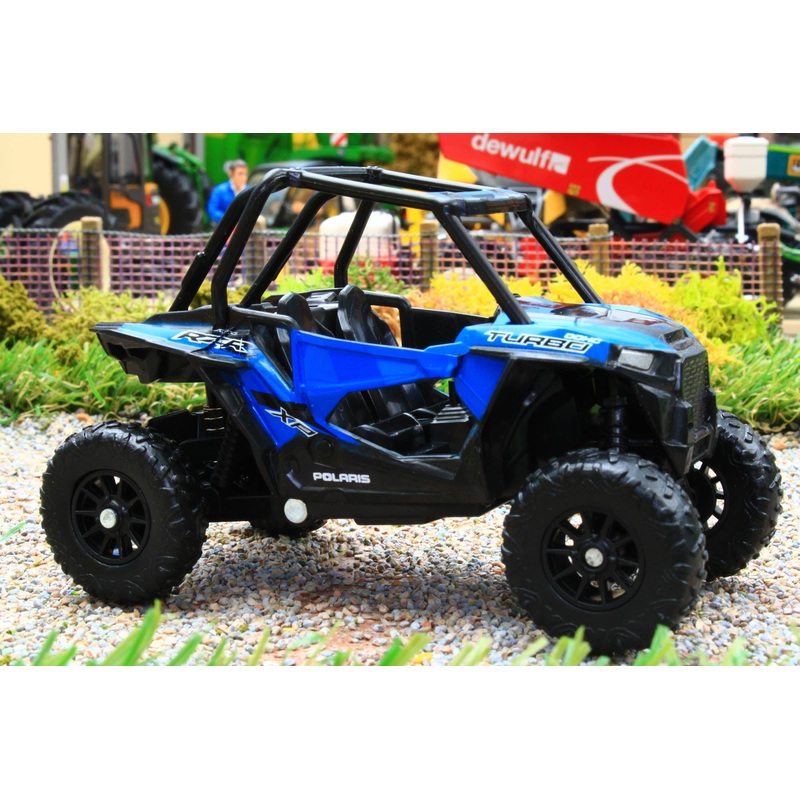 NEW07343 New Ray 1:30 Scale Polaris RZR XP 4 Turbo APS 2018 in Blue