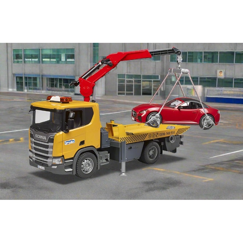 B03552 Bruder Scania Super 560R tow truck with Light & Sound module and BRUDER Roadster