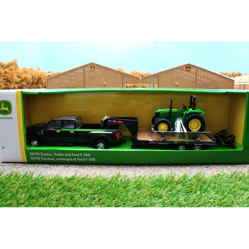 ERT46630CM Ertl 132 Scale Ford F350 Pickup + Trailer + John Deere 5075E Tractor