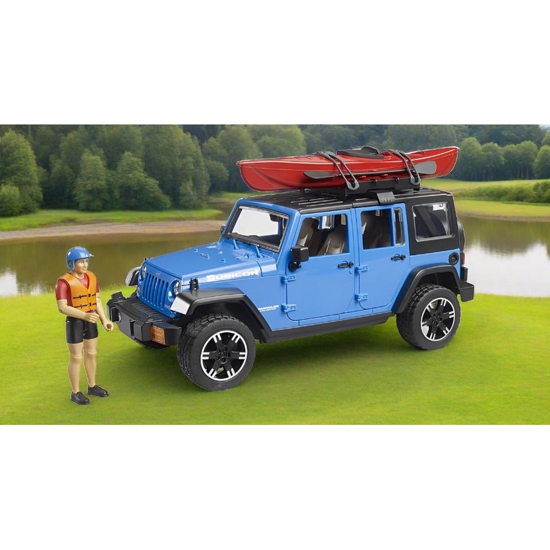 B02529  Bruder Jeep Wrangler Rubicon Unlimited with kayak and kayaker
