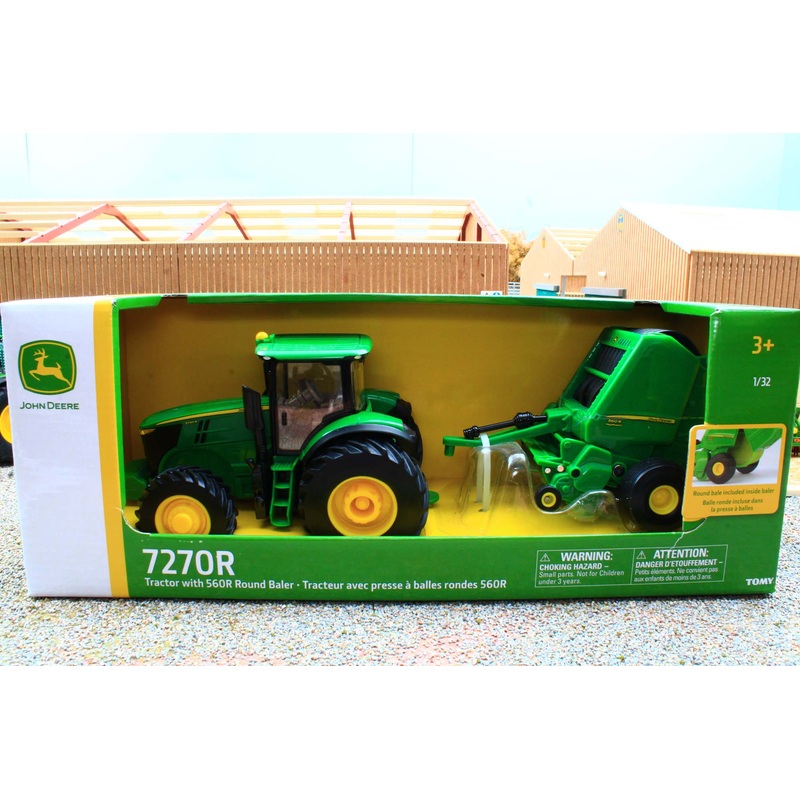 ERT47355 ERTL 1:32 Scale John Deere 7270R 4WD Tractor with JD 560R Round Baler set