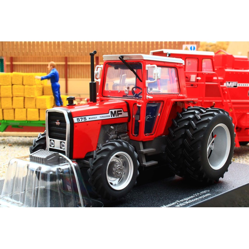 UH6765 Universal Hobbies 1:32 Scale Massey Ferguson 575 4WD Tractor with Molcon Duals Red Cab version