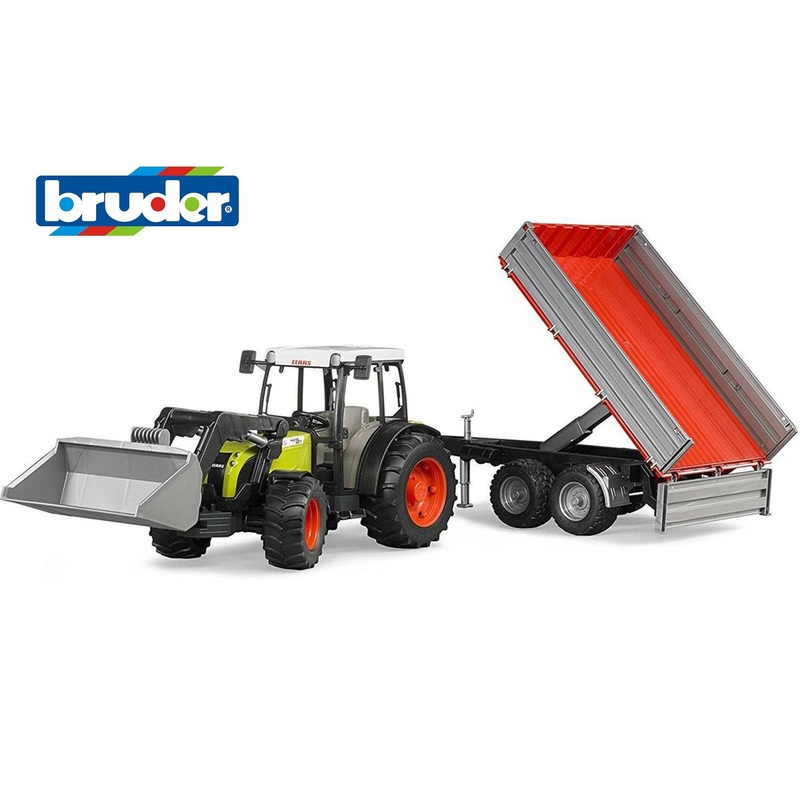 B02112 BRUDER CLAAS NEXIS 267F TRACTOR WITH FRONT LOADER AND TIPPING TRAILER