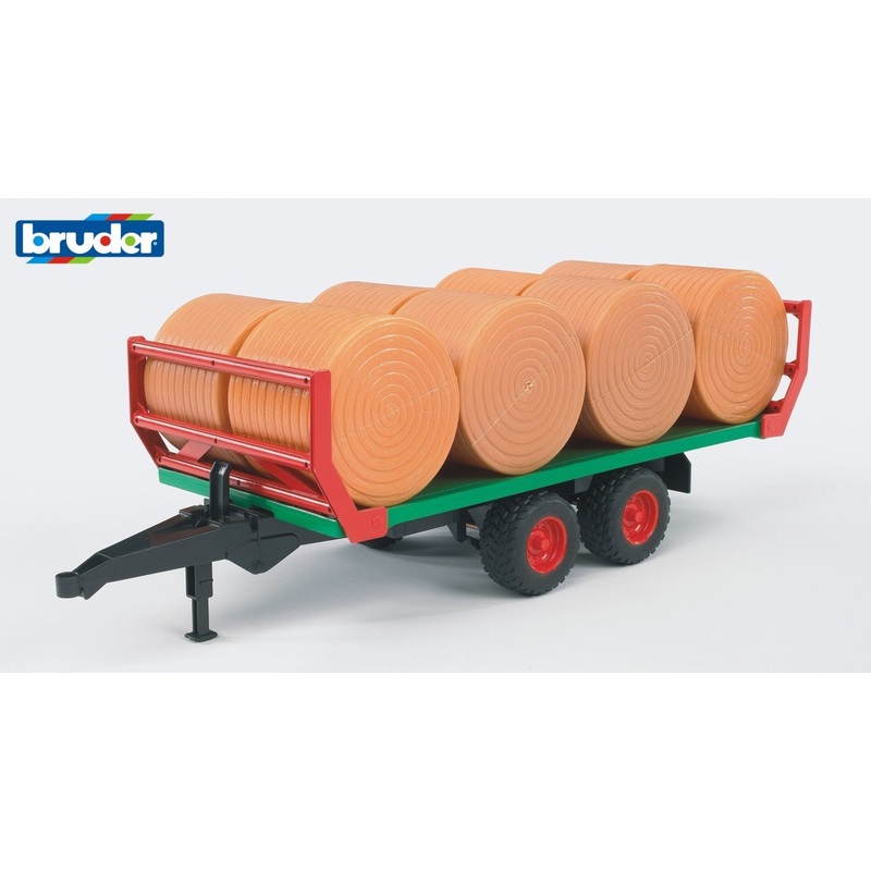 B02220 Bruder Bale Trailer + 8 Round Bales