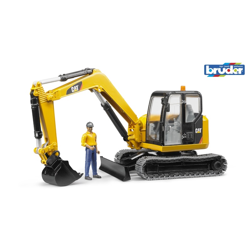 B02466 BRUDER CAT MINI DIGGER WITH WORKMAN FIGURE