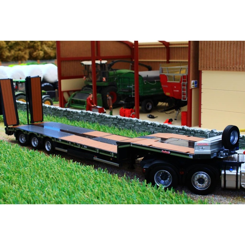 MM1812-02 MARGE MODELS NOOTEBOOM SEMI LOW LOADER TRAILER IN ANTHRACITE  WITH WOODEN PANEL FLOOR