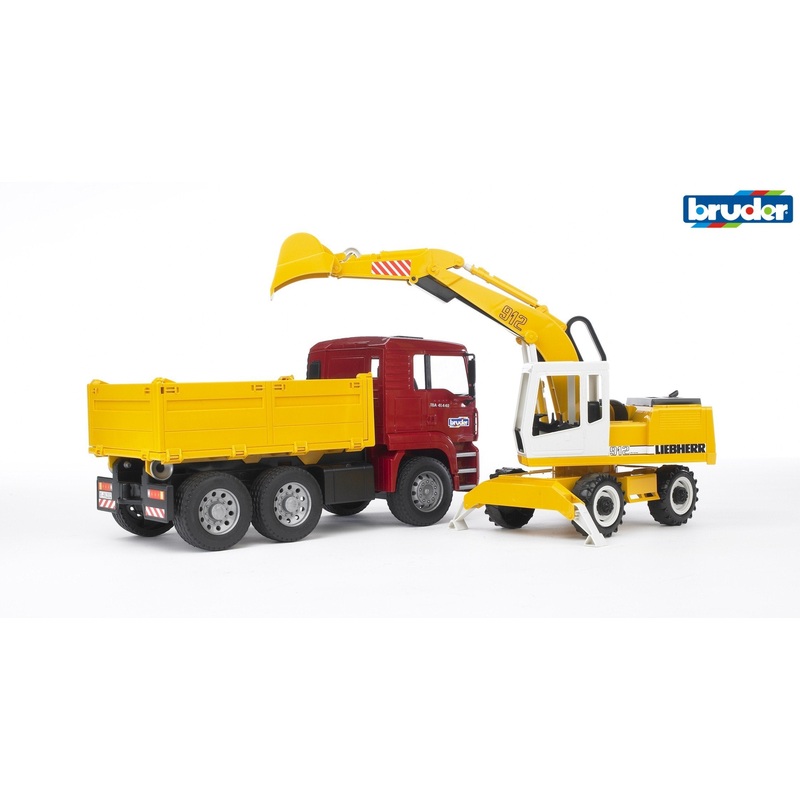 B02751 BRUDER MAN TGA CONSTRUCTION TRUCK AND EXCAVATOR