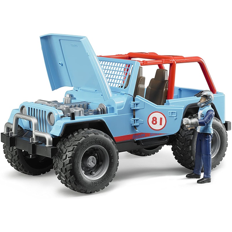 B02541 BRUDER CROSS COUNTRY JEEP BLUE RACER WITH DRIVER