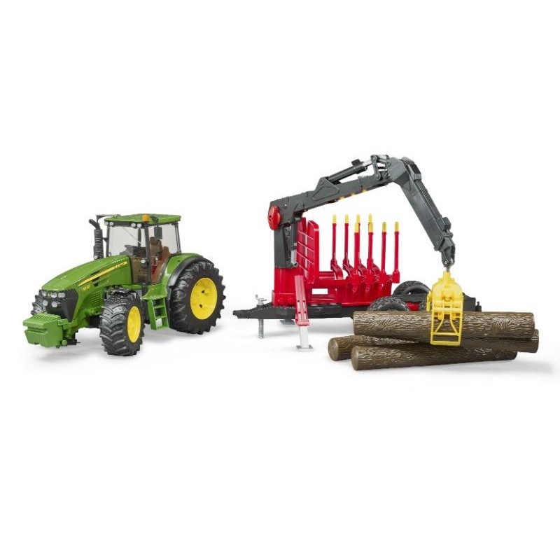 B03054 BRUDER JOHN DEERE 7930 WITH FORESTRY TRAILER AND 4 TRUNKS