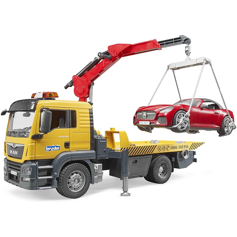 B03750 BRUDER MAN TGS TOW TRUCK WITH ROADSTER