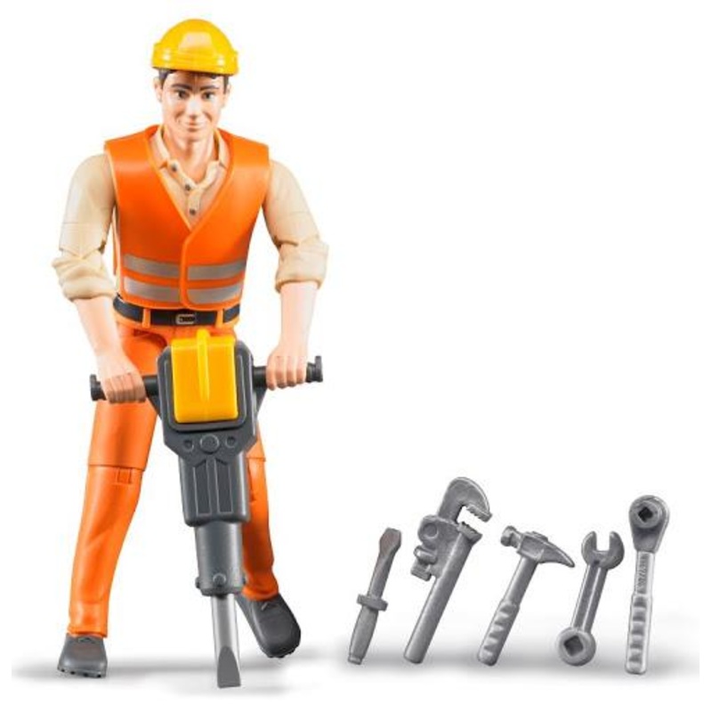 B60020 BRUDER CONTRUCTION WORKER FIGURE AND ACCESSORIES