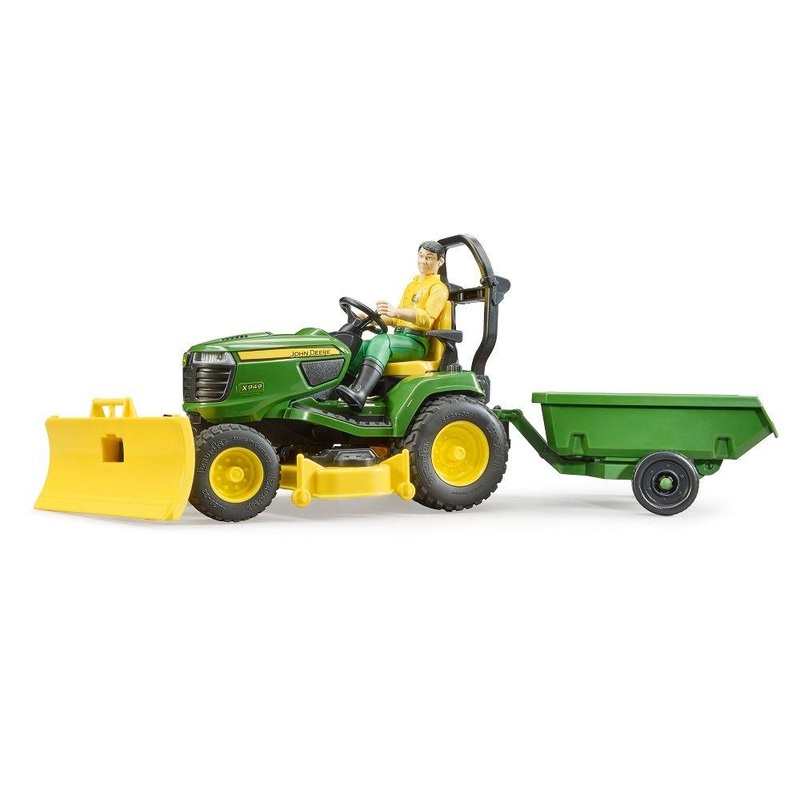 B62104 BRUDER JOHN DEERE LAWN TRACTOR AND TRAILER