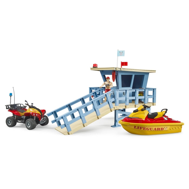 B62780 BRUDER BW LIFE GUARD STATION INC. ROTATING BEACON!