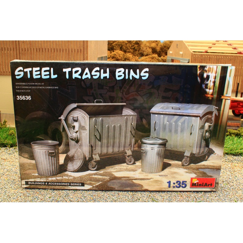 MIA35636 MiniArt 1:35 Scale Metal Wheelie Bin Set