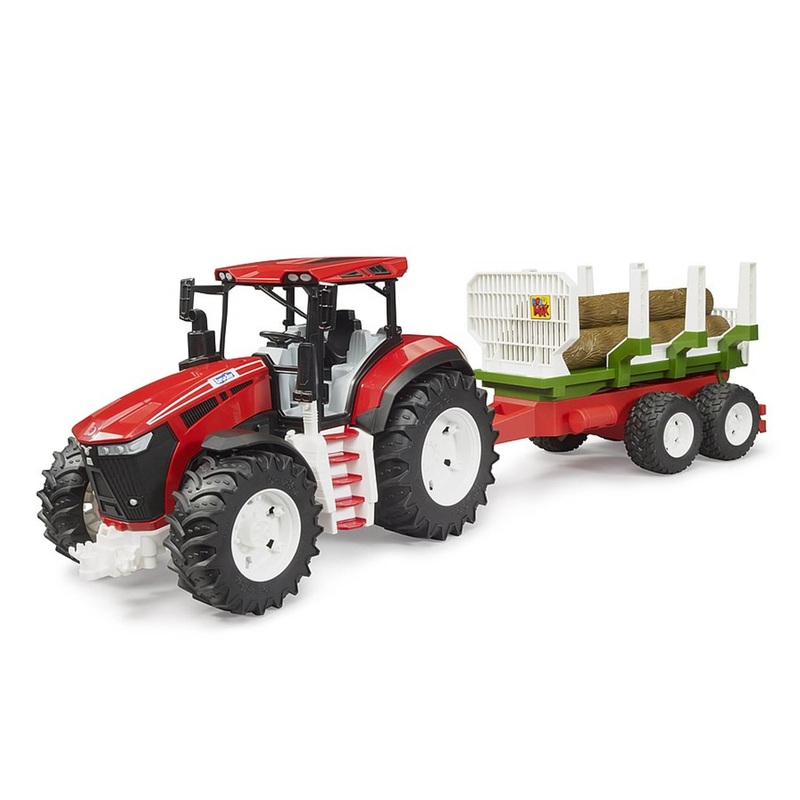 B03453 Bruder ROADMAX Tractor with Forwarding Trailer and 3 tree trunks