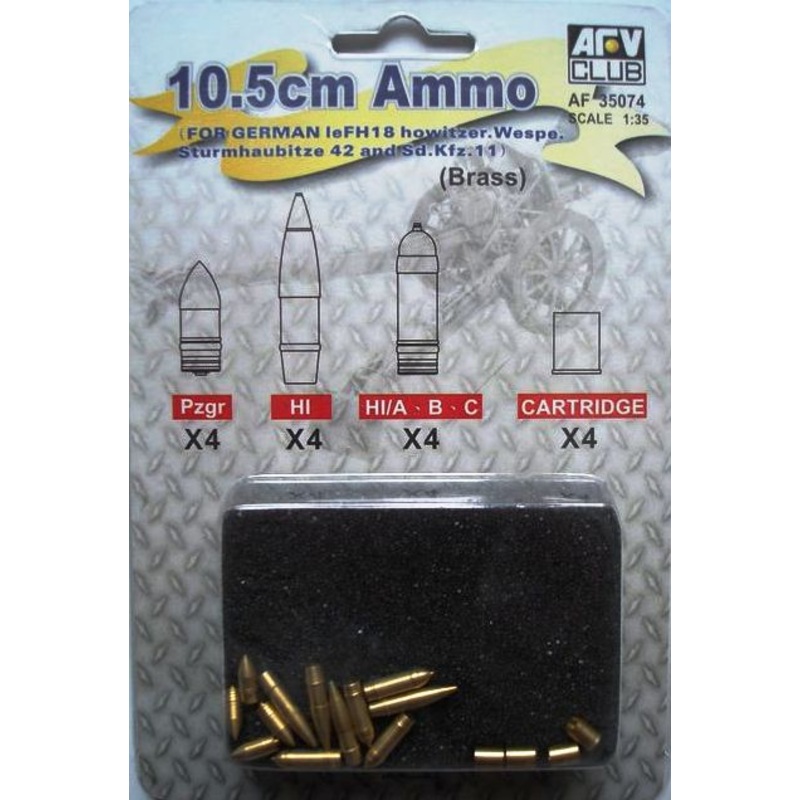 AFV Club 35074 1/35 GERMAN leFH18 10.5cm AMMO (BRASS)
