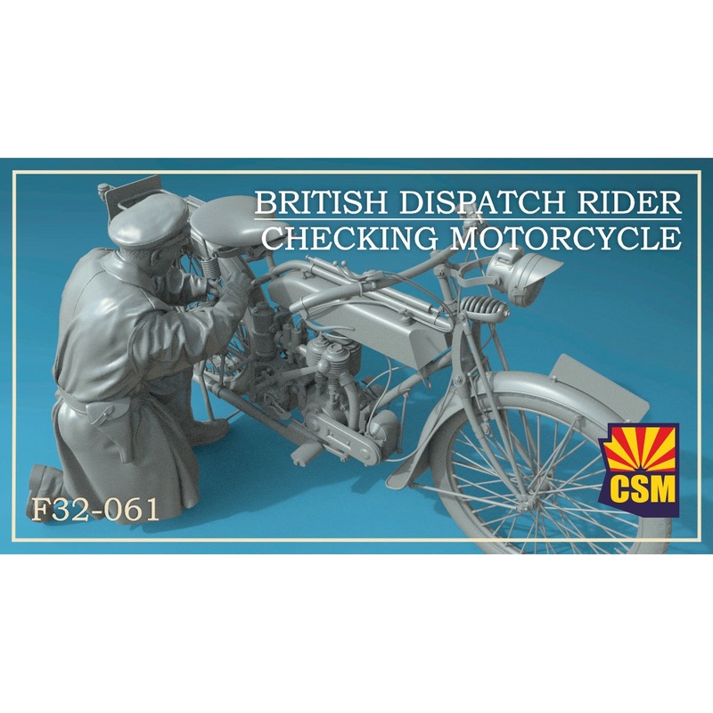 Copper State Models F32061 1/32 British Dispatch Rider checking motorcycle
