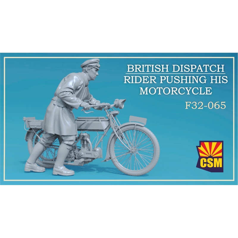 Copper State Models F32065 1/32 British Dispatch Rider pushing his motorcycle