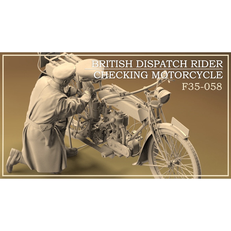 Copper State Models F35058 1/35  British Dispatch Rider checking motorcycle
