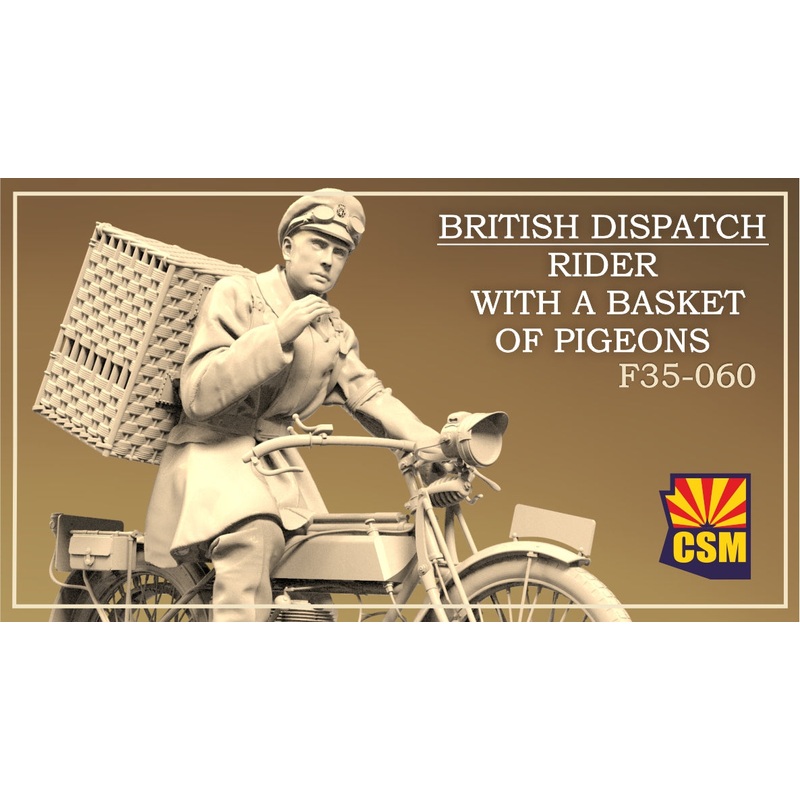 Copper State Models F35060 1/35 British Dispatch Rider with a basket of pigeons