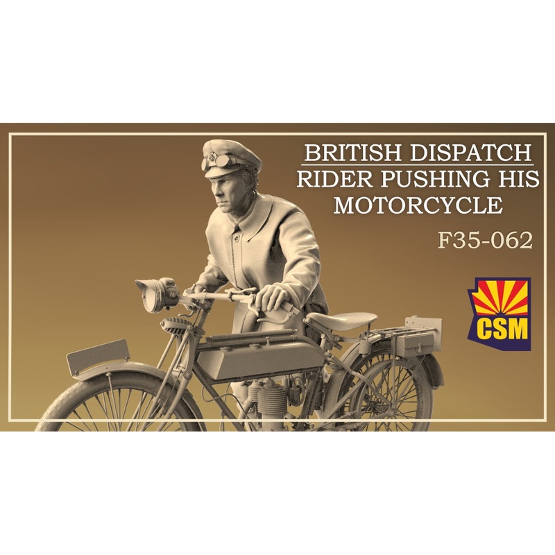 Copper State Models F35062 1/35 British Dispatch Rider pushing his motorcycle