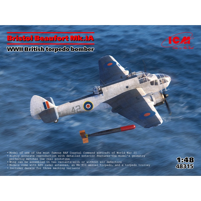 ICM 48315 1/48  Bristol Beaufort Mk. IA  WWII British Torpedo Bomber