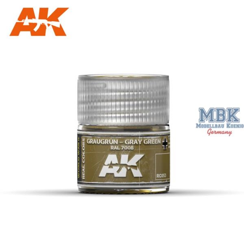 AK Interactive RC053 Real Colors : Graugrn-Gray Green RAL 7008 10ml