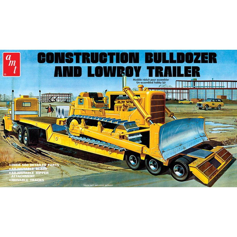 AMT 1218 1/25 Lowboy Trailer & Bulldozer Combo