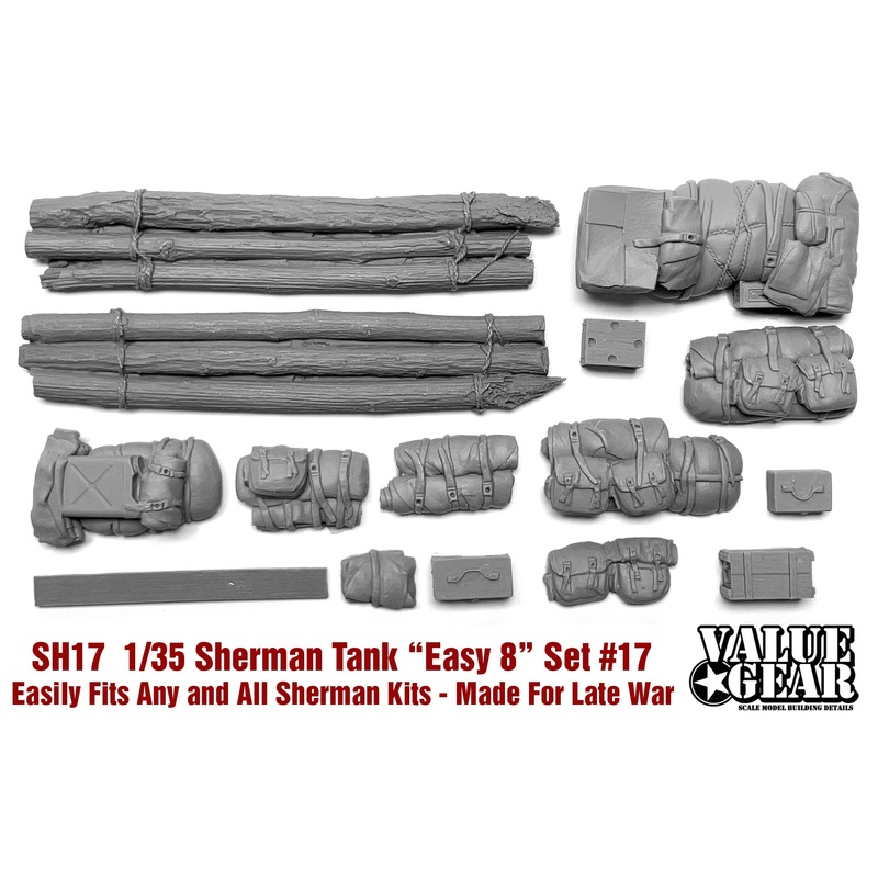 Value Gear SH017 1/35 Sherman Engine Deck Set #17 (12 Pieces) Easy 8 + Logs