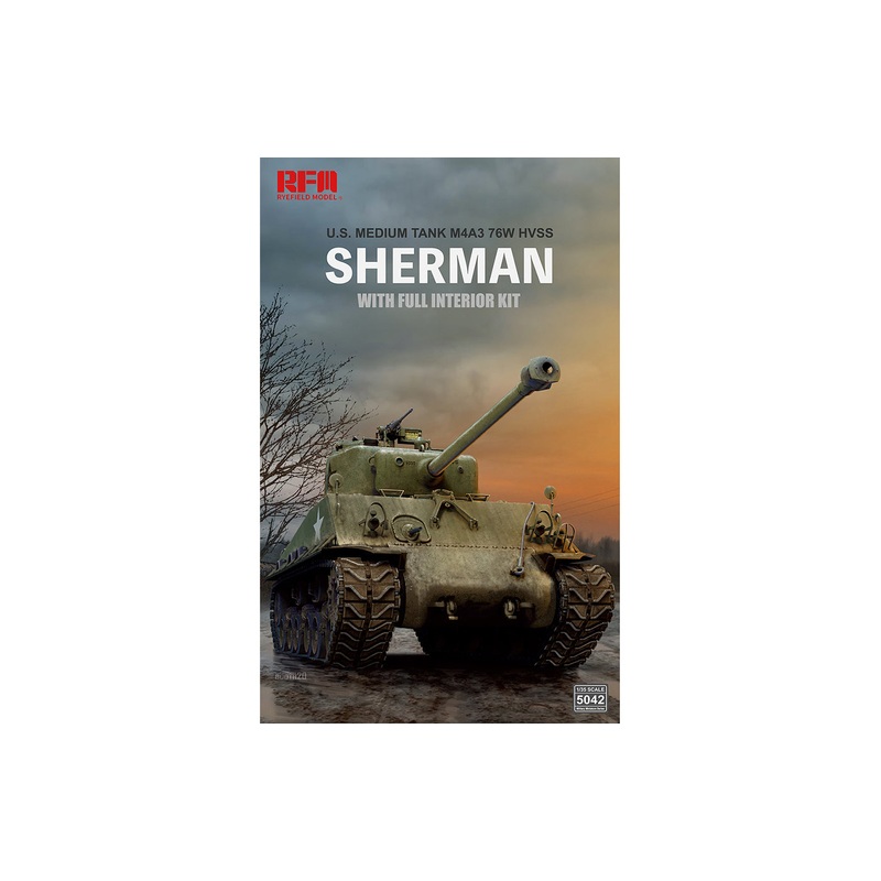 Rye Field Model 5042 1/35  M4A3 76W HVSS Sherman w/Full Interior & Workable Track Links