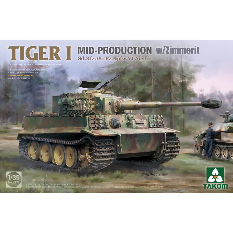 Takom 2198 1/35 TIGER I MID-PROD. w/ZIMMERIT Sd.Kfz.181 Pz.Kpfw.VI