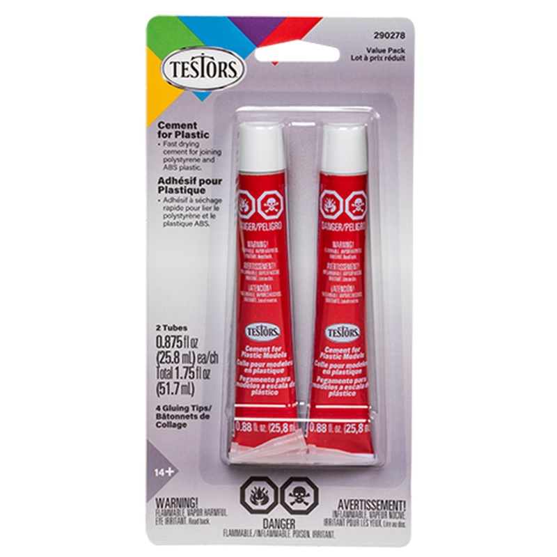 Testors 290278 - Plastic Cement Tube, 7/8 oz (2)