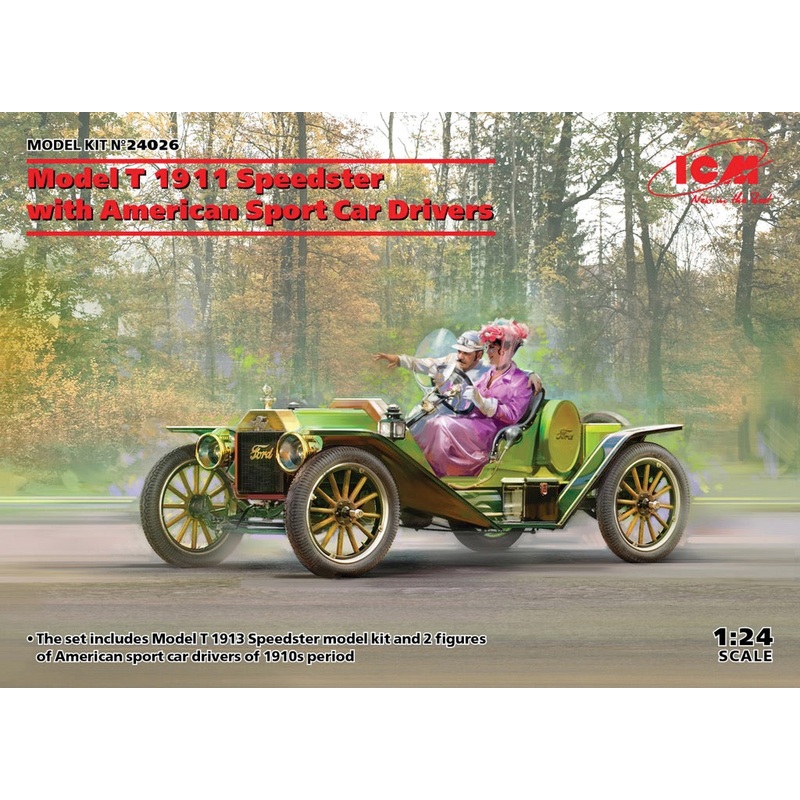 ICM 24026 1/24 Model T 1913 Speedster w/US Drivers