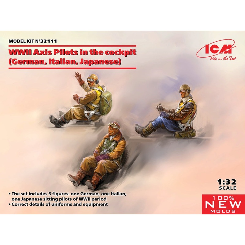 ICM 32111 1/32 WWII Axis Pilots in the Cockpit (German, Italian, Japanese)