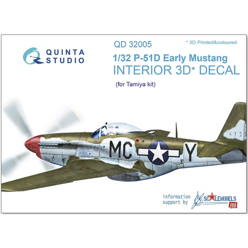 Quinta Studio 32005 1/32 P-51D (Early) 3D-Printed & Colored Interior on Decal Paper (for Tamiya Kit)